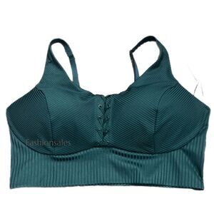 Victorias Secret Allegro Medium Support Flow on Point Lined sport bra Green